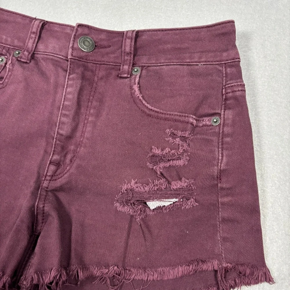 American Eagle Outfitters Cut-off Shorts Women's Size 2 Stretch Burgundy 3" - Picture 8 of 8